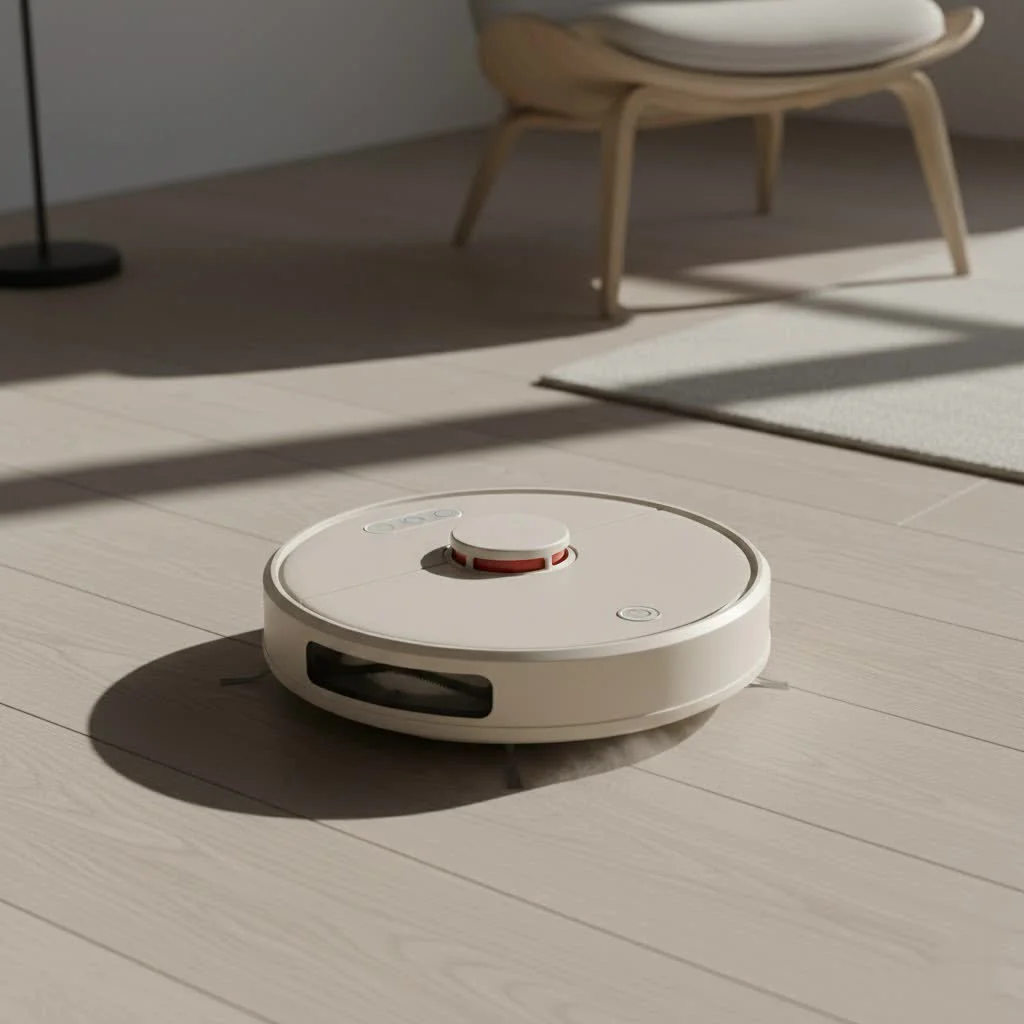 Samsung robot vacuum cleaning a modern living room