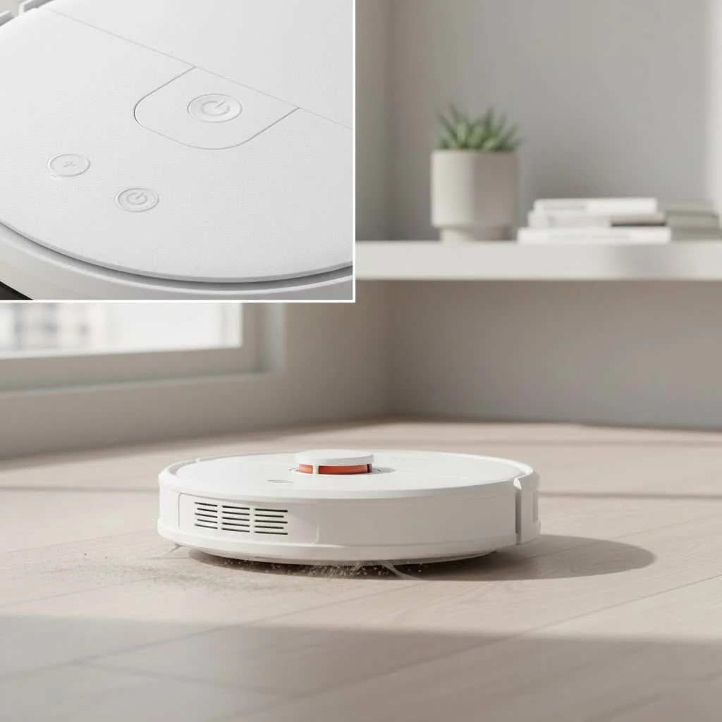 Shark AI Ultra robot vacuum cleaning a modern living room