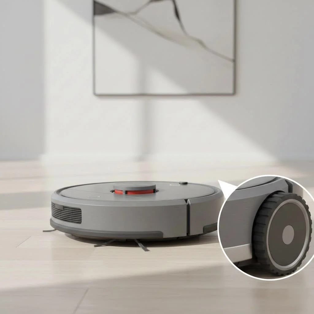 Robot vacuum cleaning a living room during Black Friday sales