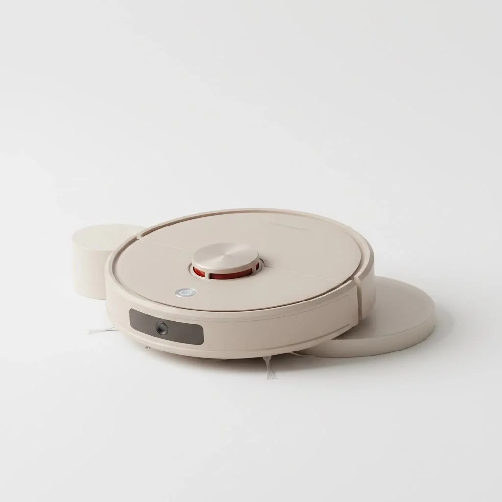 Affordable robot vacuum cleaning a modern living room