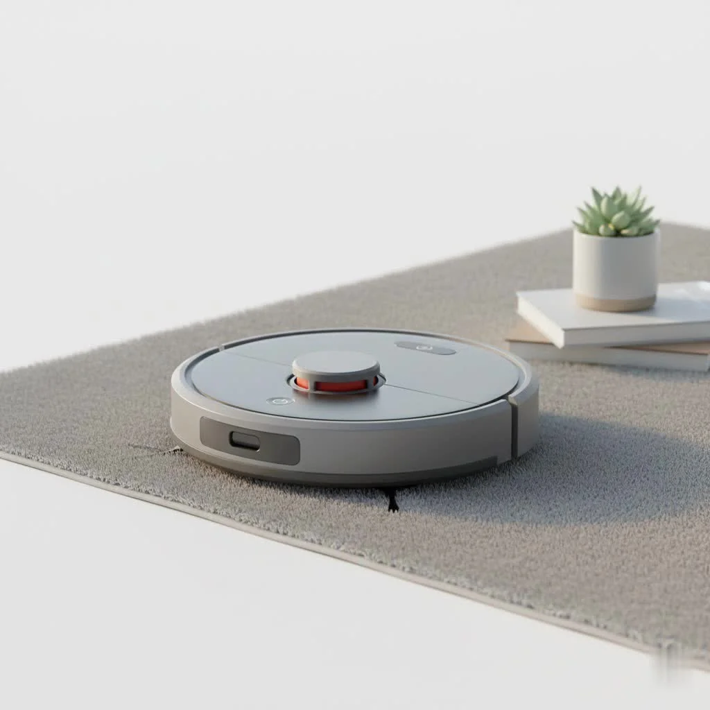 Affordable robot vacuum cleaning a modern living room