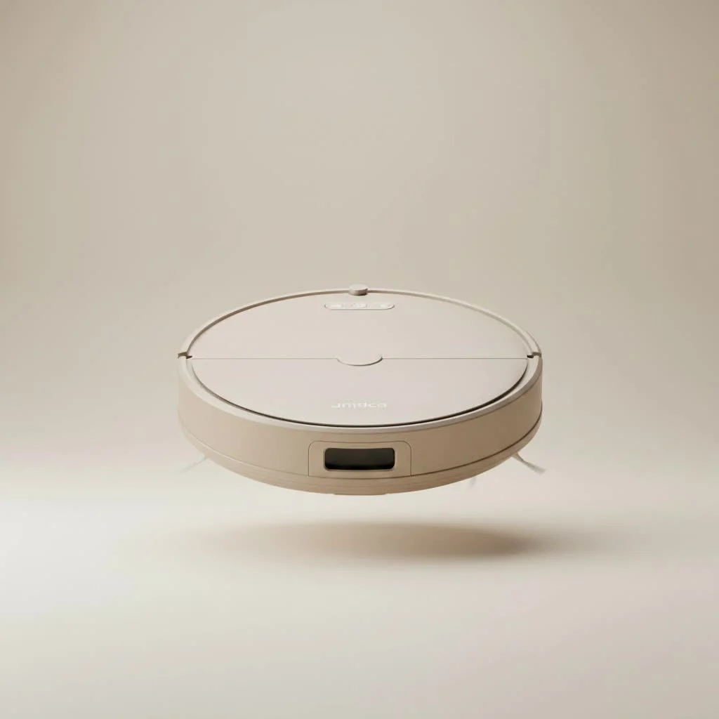 Eufy robot vacuum cleaning a modern living room floor