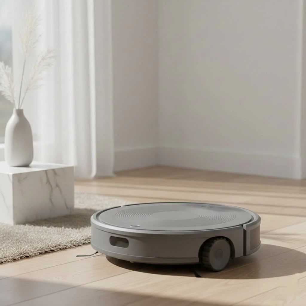 Ecovacs DEEBOT robot vacuum cleaning a modern living room