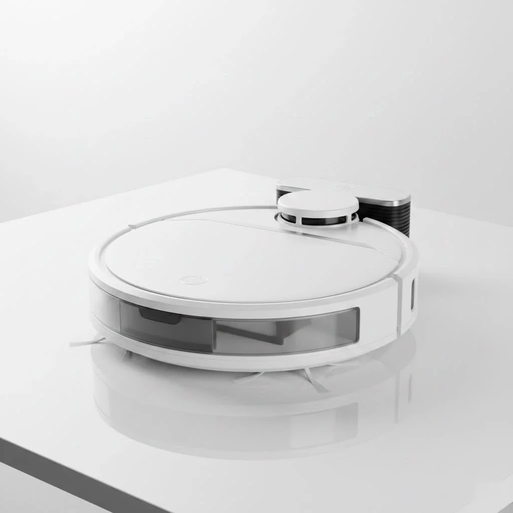 Shark robot vacuum cleaning a modern living room