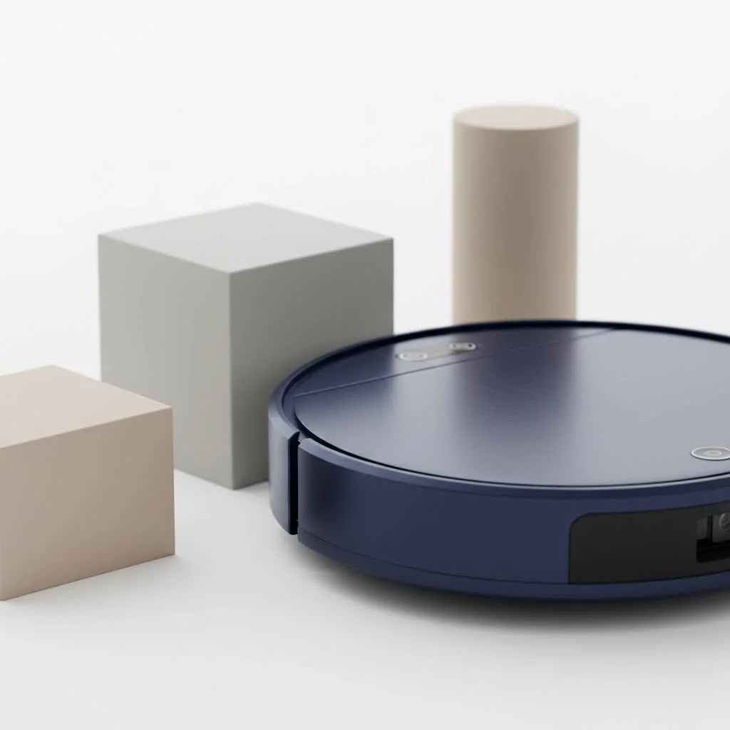 Shark robot vacuum cleaning a modern living room