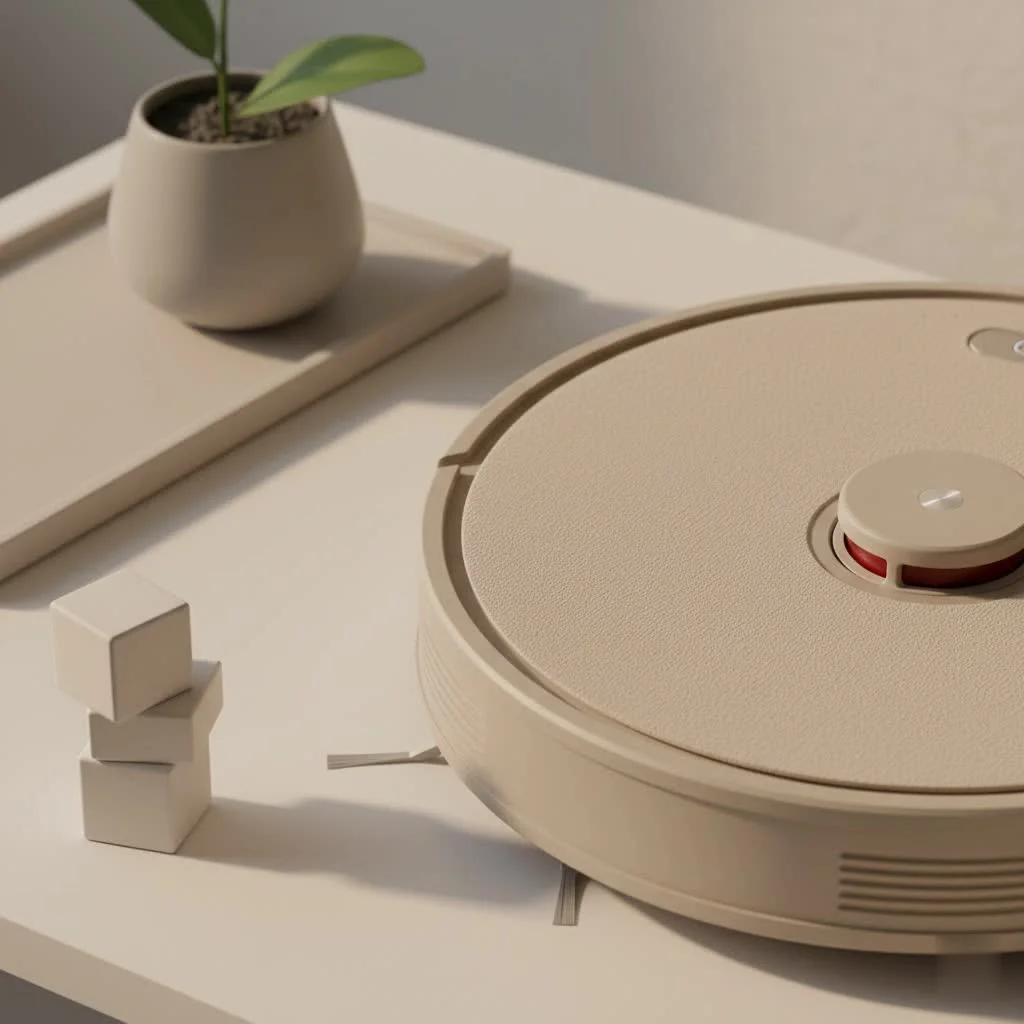 Affordable robot vacuum cleaning a modern living room
